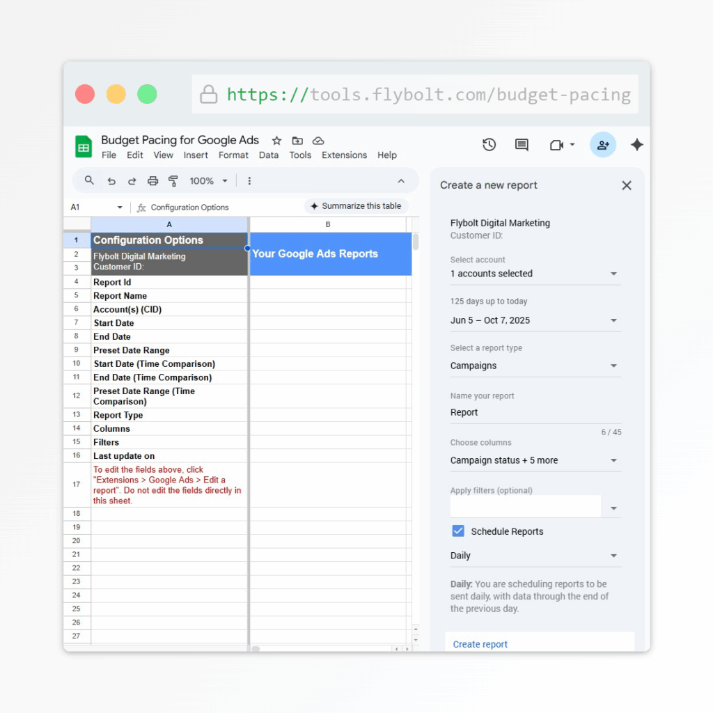 Budget Pacing Template: Step 3
